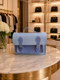 Blueberry Delite Satchel in pastel blue with vintage-inspired buckle accents